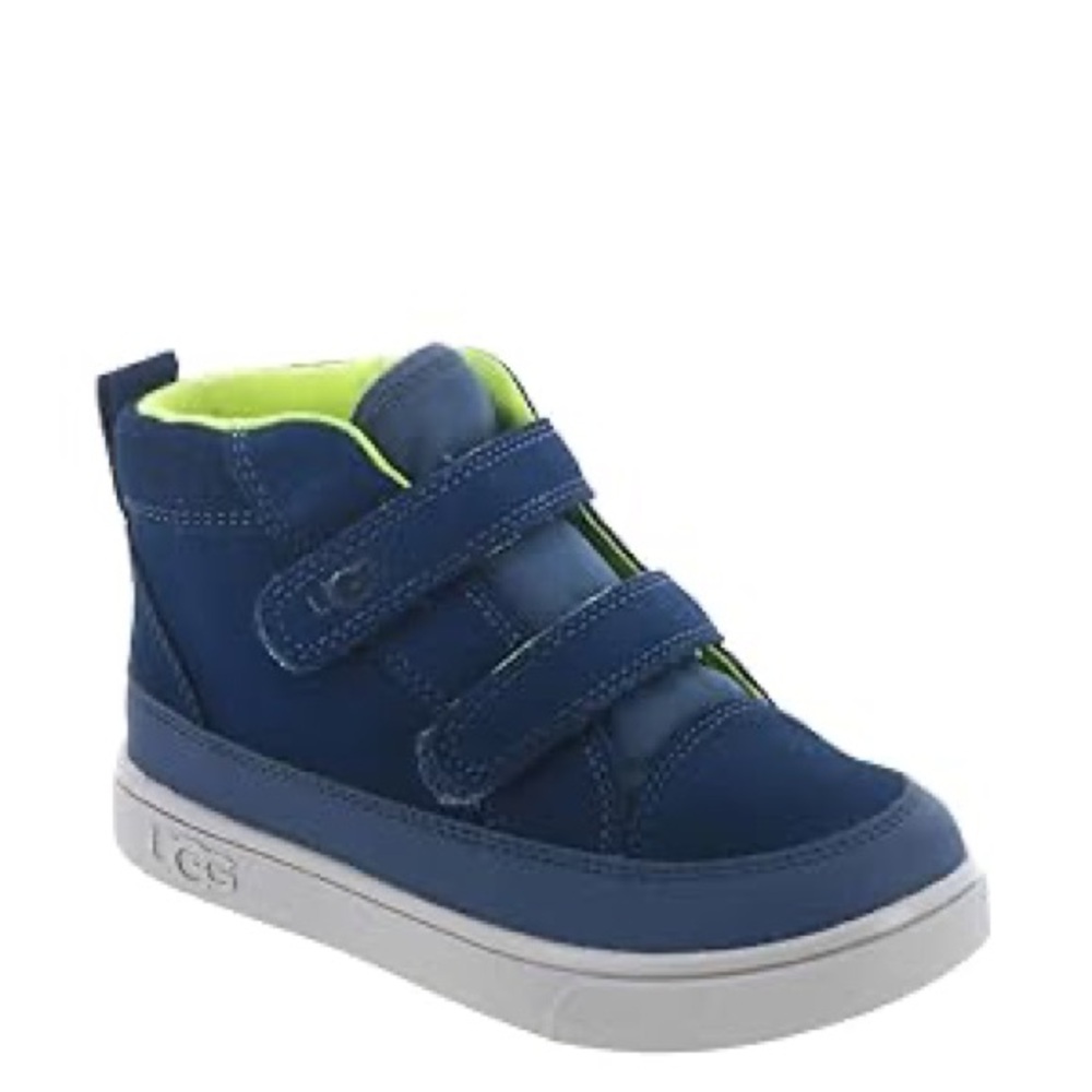 UGG Toddlers Rennon II Weather High Top Sneaker | Navy Blue + Lime Green | Sz 7T